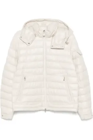 Moncler Kurtki, Mężczyzna, Beżowy, 2XL, Beżowa Kurtka Puchowa z Odpinanym Kapturem