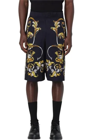 VERSACE Szorty, Mężczyzna, Czarny, 2XL, Czarne Szorty z Detalami Couture