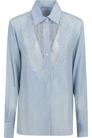 ERMANNO SCERVINO Bluzki, Kobieta, Niebieski, S, Niebieska Koszula dla Kobiet Elegancki Styl