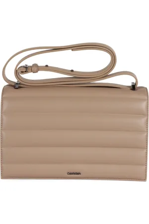 Calvin Klein Torebki, Kobieta, Beżowy, ONE SIZE, Poliester, Pikowana Torba na Ramię z Plakietką z Logo