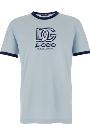 Dolce & Gabbana Koszulki, Mężczyzna, Niebieski, XL, Niebieski T-shirt z logo