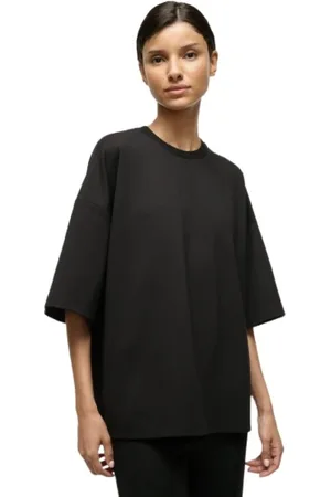 Staud Koszulki, Kobieta, Czarny, M, Oversized Crewneck Ponte Capsule Top