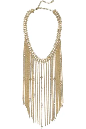 Twin-Set Akcesoria, Kobieta, Żółty, ONE SIZE, Złoty Naszyjnik Oval T z Szkłem