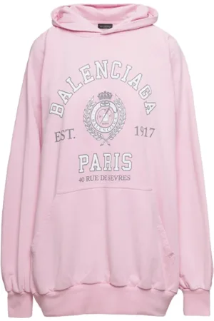 Balenciaga Bluzy, Kobieta, Różowy, S, Len, Różowy Oversize Hoodie z Logo College