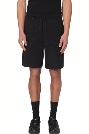 Emporio Armani Szorty, Mężczyzna, Czarny, XL, Czarne Szorty z Logo Orła Mężczyźni