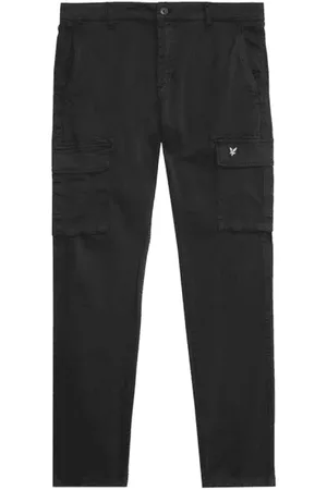 Lyle & Scott Spodnie, Mężczyzna, Czarny, W34, Bawełna, Spodnie Cargo z Bocznymi Kieszeniami