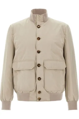 Brunello Cucinelli Kurtki, Mężczyzna, Beżowy, 2XL, Beżowa Kurtka Bomber z Odporną na Wodę