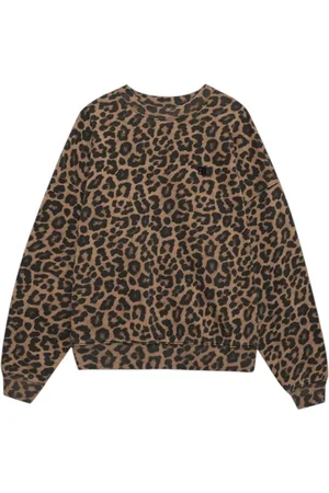 ANINE BING Bluzy, Kobieta, brązowy, M, Leopard Print Oversized Sweatshirt