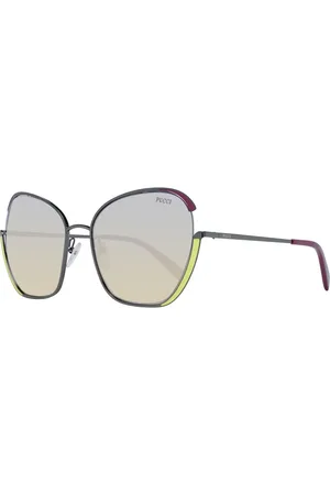 Emilio Pucci Akcesoria, Kobieta, Szary, ONE SIZE, Okulary Przeciwsoneczne Motyle Gunmetal Rama Wielokolorowe Soczewki