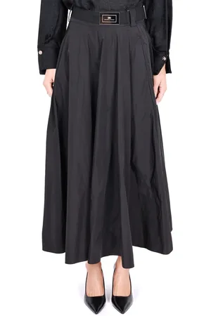 Elisabetta Franchi Spódnice, Kobieta, Czarny, M, Poliester, Elegancka długa spódnica z tafty