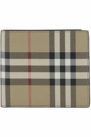 Burberry Akcesoria, Mężczyzna, Beżowy, ONE SIZE, Portfel w Kratę z Podwójnymi Slotami