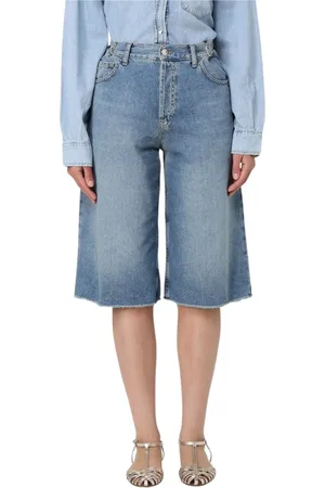 Liu Jo Szorty, Kobieta, Niebieski, W30, Denim, Wide Leg Raw Hem Jeansy