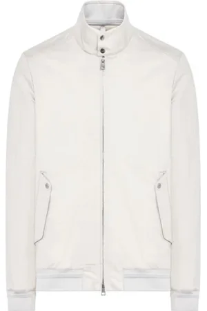 Duno Kurtki, Mężczyzna, Biały, 2XL, Bawełna, Bawełniana kurtka bomber z kołnierzem Mao