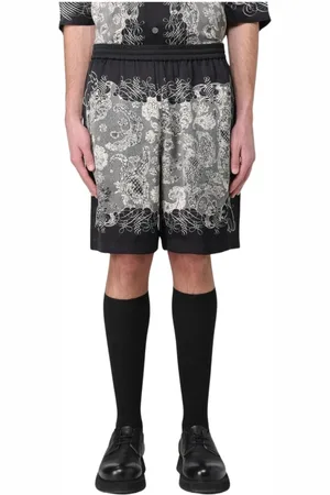 Acne Studios Szorty, Mężczyzna, Czarny, L, Czarne jedwabne szorty z nadrukiem