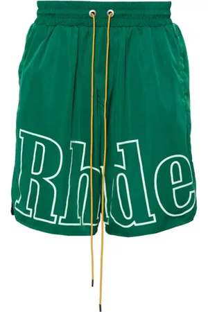 Rhude Szorty, Mężczyzna, Zielony, S, Nylon, Szorty Dresowe z Nadrukiem Logo