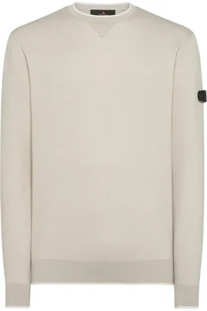 Peuterey Bluzy, Mężczyzna, Beżowy, 2XL, Nylon, Beżowy Sweter z Okrągłym Dekoltem i Detalem z Logo
