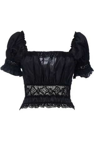 ERMANNO SCERVINO Bluzki, Kobieta, Czarny, M, Bawełna, Luminous Koronkowy Top przez Ermanno Firenze