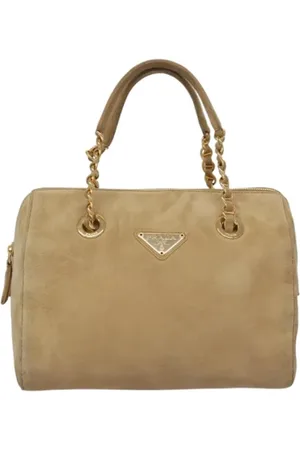 Prada Pre-owned, Kobieta, Beżowy, ONE SIZE, Zamsz, Pre-owned Suede handbags
