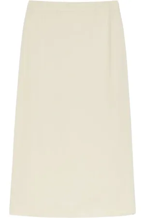 Max Mara Spódnice, Kobieta, Beżowy, S, Ivory Spódnica z Wiskozy i Lnu