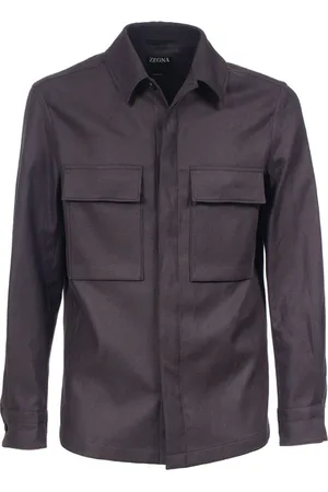 Ermenegildo Zegna Kurtki, Mężczyzna, Niebieski, XL, Overshirt z Lnu z Membraną