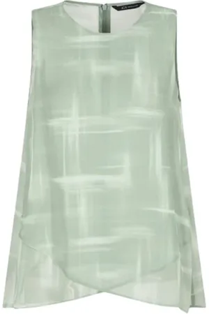 Emporio Armani Koszulki, Kobieta, Zielony, M, Asymetryczny Top z Chiffonu Wiskozy
