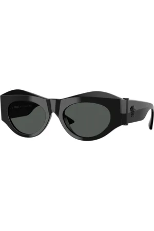 VERSACE Akcesoria, Kobieta, Czarny, 52 MM, Stylowe okulary przeciwsłoneczne w odcieniu niebieskim