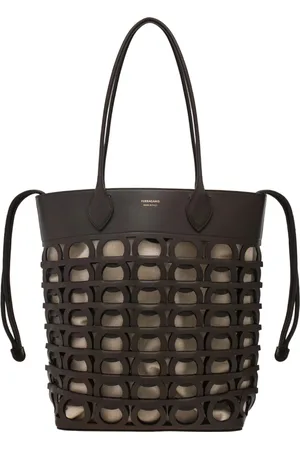 Salvatore Ferragamo Torebki, Kobieta, brązowy, ONE SIZE, Brązowa skórzana torba z wycięciem