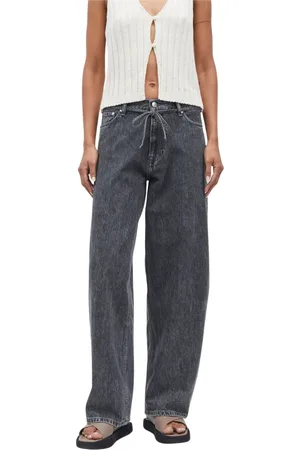 Samsøe Samsøe Jeansy, Kobieta, Szary, 4XS L30, Denim, Jeansyy z wysokim stanem i szerokimi nogawkami