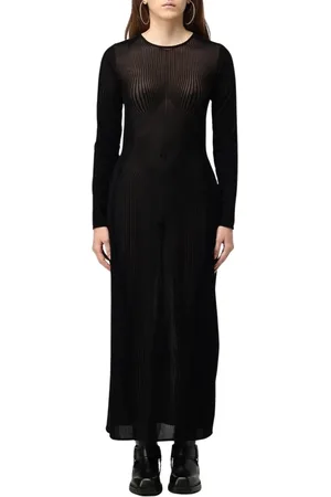 Jean Paul Gaultier Sukienki, Kobieta, Czarny, S, Czarna Sukienka Maxi Sheer Elegancki Styl