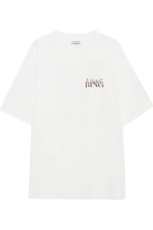 ANINE BING Koszulki, Kobieta, Biały, M, Bawełna, T-shirt z nadrukiem graffiti