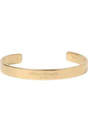 Maison Margiela Akcesoria, Kobieta, Żółty, L, Złoty Bransoletka z Logo Grawerowanym