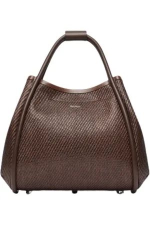 Max Mara Torebki, Kobieta, brązowy, ONE SIZE, Torba Morska z Raffi z Elementami Skóry
