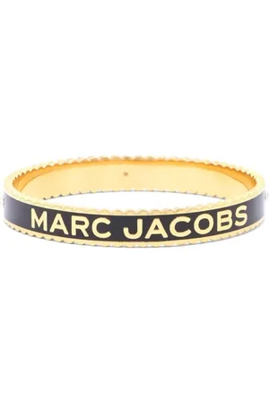 Marc Jacobs Akcesoria, Kobieta, Żółty, ONE SIZE, Bransoletka z Medalionem Czarno/Złota Logo