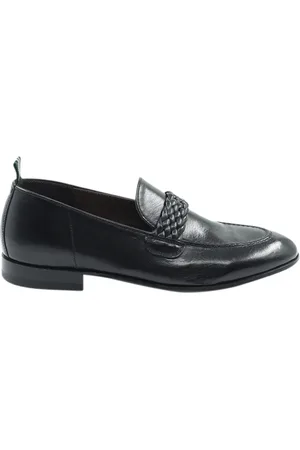 Green george Buty, Mężczyzna, Czarny, 41 1/2 EU, Czarne płaskie buty mokasyny tkane