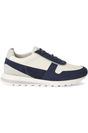 Brunello Cucinelli Buty, Mężczyzna, Wielobarwność, 42 EU, Zamsz, Granatowe Sneakersy z Panelami