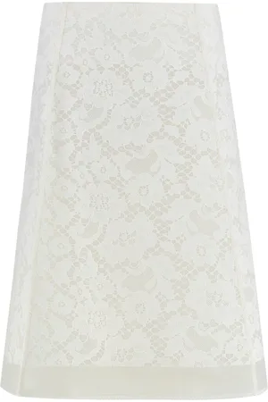 Tory Burch Spódnice, Kobieta, Biały, M, Elegancka Spódnica z Koronką i Dopasowanym Podszewką