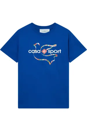Casablanca Koszulki, Mężczyzna, Niebieski, L, Niebieski T-shirt z flagą gołębia