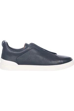 Ermenegildo Zegna Buty, Mężczyzna, Niebieski, 42 EU, Skóra, Trampki Low-Top Triple Stitch