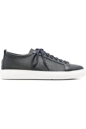 HENDERSON BARACCO Buty, Mężczyzna, Niebieski, 40 EU, Perforowane Niebieskie Skórzane Sneakersy