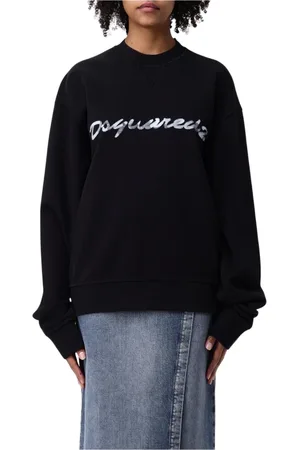 Dsquared2 Bluzy, Kobieta, Czarny, XS, Czarny Sweter Damski z Nadrukiem