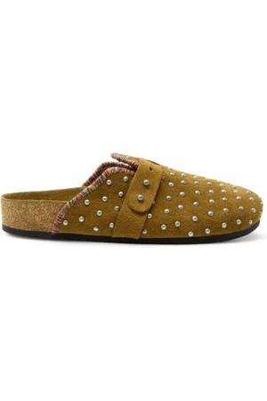 Arizona Love Buty, Kobieta, brązowy, 37 EU, Zamsz, Brązowe Chodaki zamszowe z srebrnymi ćwiekami