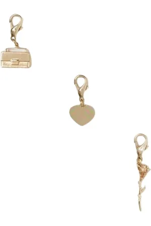 Golden Goose Akcesoria, Kobieta, Żółty, ONE SIZE, Złoty Charm Torebka Serce Róża