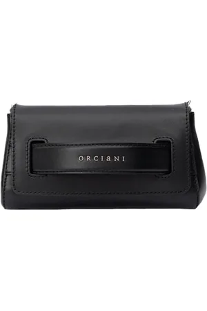 Orciani Torebki, Kobieta, Czarny, ONE SIZE, Skóra, Gładka skórzana torba na ramię z łańcuchem