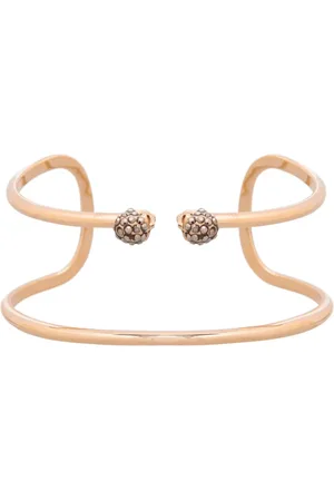 Alexander McQueen Akcesoria, Kobieta, Żółty, S, Bransoletka Skull Thin Raw Złota