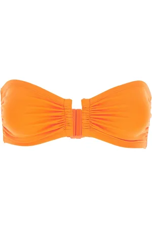 ERES Stroje kąpielowe, Kobieta, Pomarańczowy, M, Pomarańczowy Bandeau Bikini Top z Marszczeniami