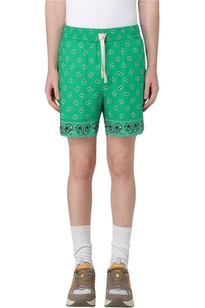Palm Angels Szorty, Mężczyzna, Zielony, M, Paisley Print Bandana Hem Shorts