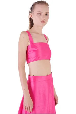 Silvian Heach Koszulki, Kobieta, Różowy, S, Krótka Tkaninowa Crop Top