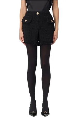 VERSACE Szorty, Kobieta, Czarny, L, Tweed, Czarne Szorty Modne z Tweedu