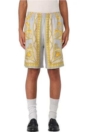 VERSACE Szorty, Mężczyzna, Żółty, M, Barokowy Jedwabne Szorty