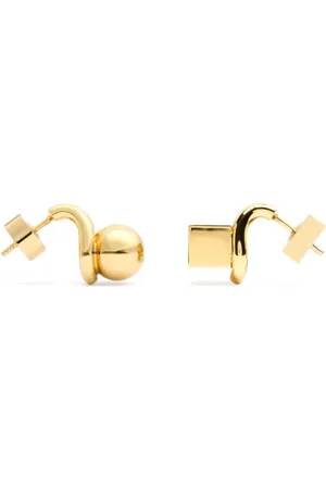 Jacquemus Akcesoria, Kobieta, Żółty, ONE SIZE, Złote Koliste Sześcian Kolczyki